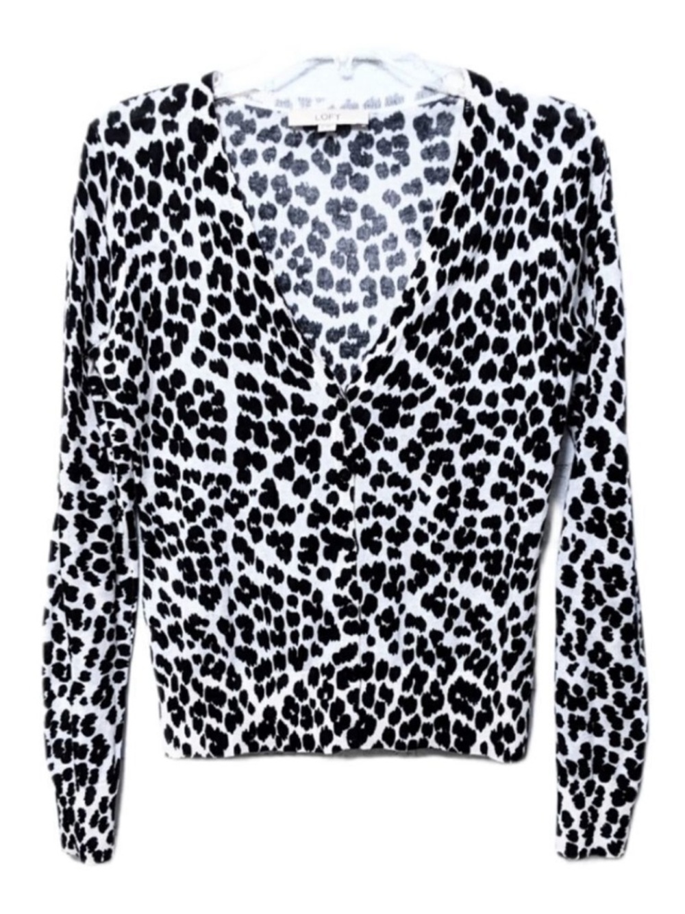 LOFT Leopard Animal Print Cotton Cardigan XS
